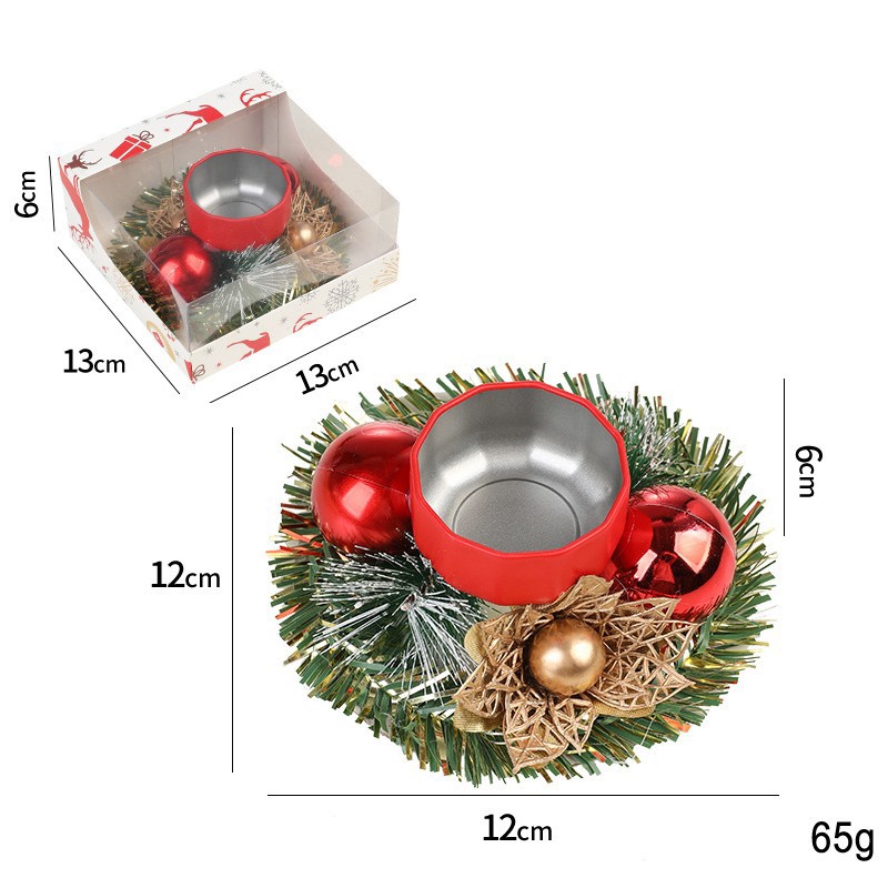 Suport pentru Lumanare de Craciun, Flippy, Model Cupa cu 2 Globutele Rosii, Sfesnic de Tip Ghirlanda, Decoratiune pe Masa de Craciun, 12 x 12 x 6 cm, Rosu