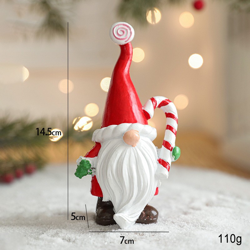 Ornament de Craciun din Rasina pentru Decor, Flippy, Model Spiridus, Decoratiune de Birou pentru Craciun, 14.5 x 7 x 5 cm, Rosu Alb