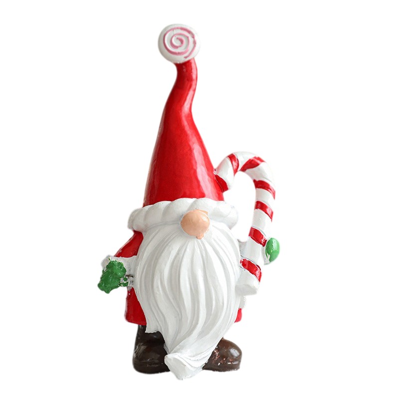 Ornament de Craciun din Rasina pentru Decor, Flippy, Model Spiridus, Decoratiune de Birou pentru Craciun, 14.5 x 7 x 5 cm, Rosu Alb