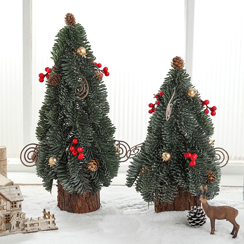 Decoratiune Craciun pentru Masa, Flippy, Ornament de Decor Model Brad de Craciun de Dimensiuni Mici, pentru Birou si Interior, din Plastic 30 x 15 x 15 cm, Verde