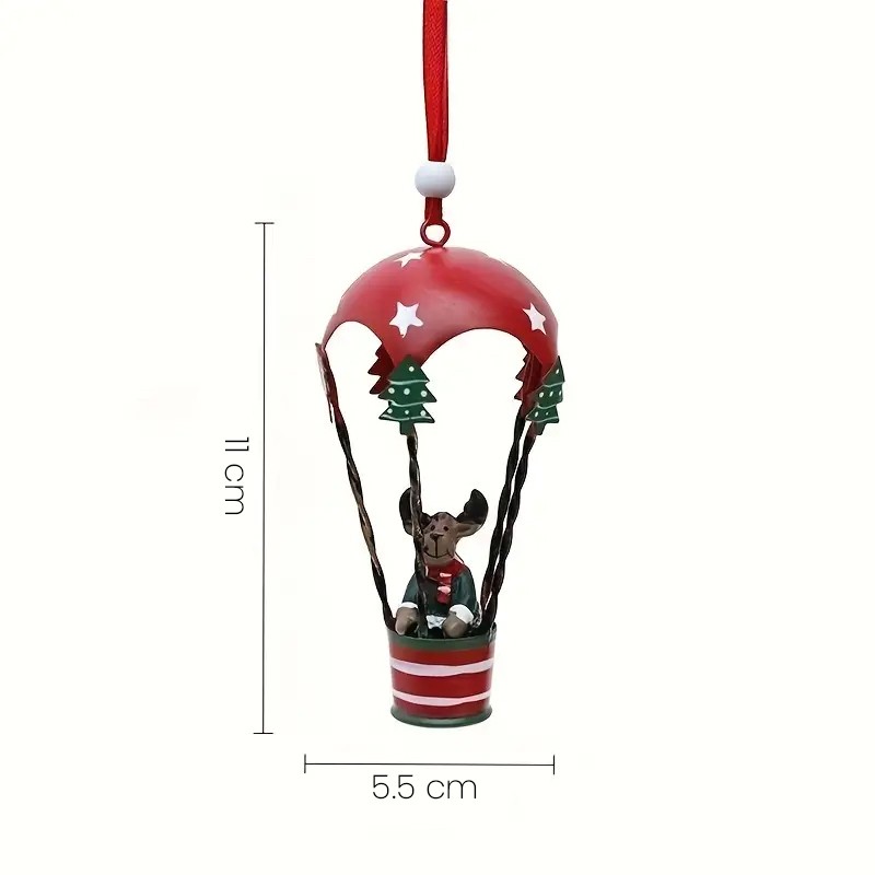 Figurina pentru Brad de Craciun, Flippy, Model Ren in Balon cu Aer Cald, Ornament pentru Brad, din Metal, 11 x 5.5 x 5.5 cm, Rosu inchis Figurina pentru Brad de Craciun, Flippy, Model Ren in Balon cu Aer Cald, Ornament pentru Brad, din Metal, 11 x 5.5 x 5.5 cm, Rosu inchis