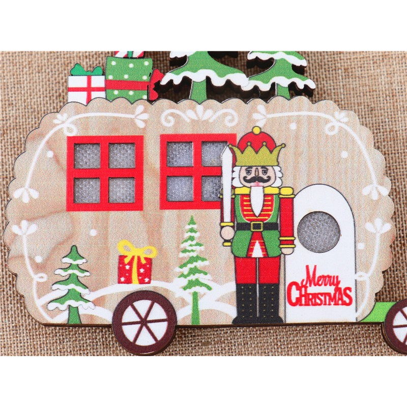 Ornament de Brad, Flippy, cu Lumini LED, din Lemn, Figurina Spargatorul de Nuci, Model Masina, Multicolor