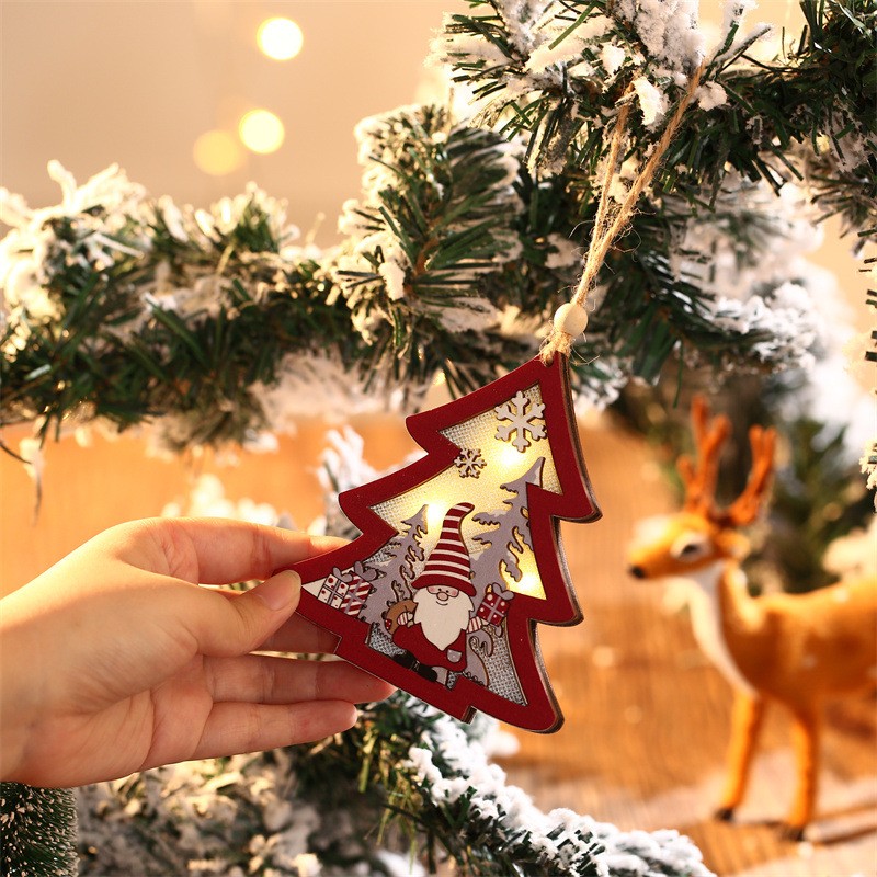 Ornament de Brad, Flippy, cu Lumini LED, din Lemn, Figurina Elf, Model Brad, Multicolor