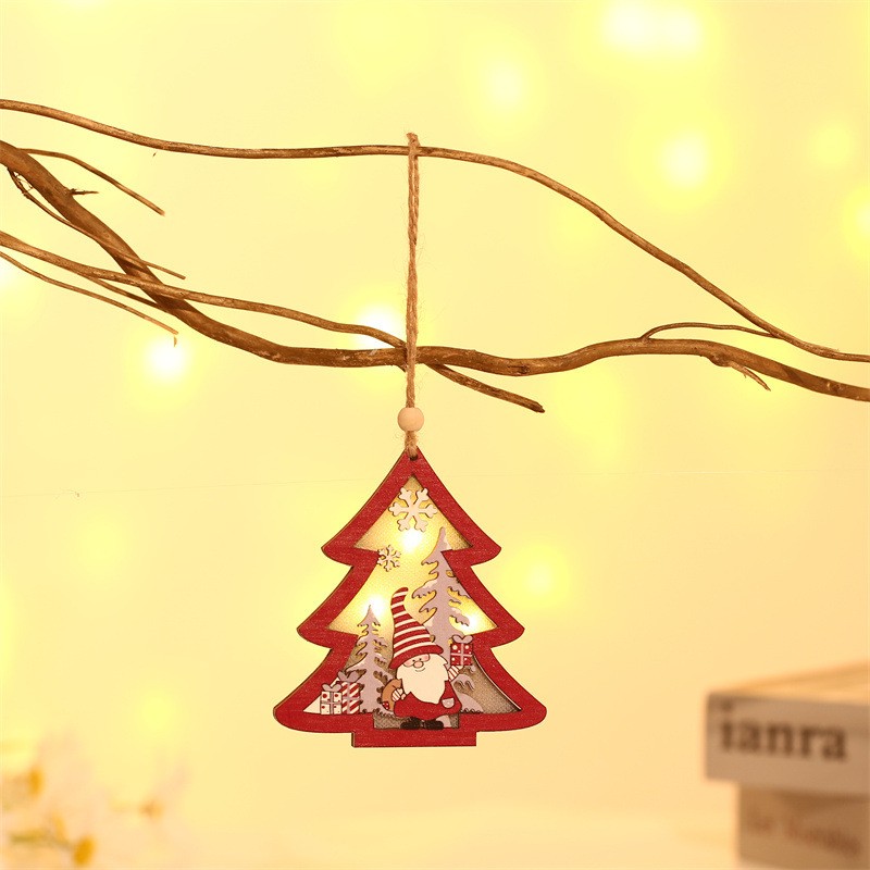 Ornament de Brad, Flippy, cu Lumini LED, din Lemn, Figurina Elf, Model Brad, Multicolor