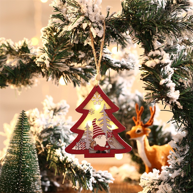 Ornament de Brad, Flippy, cu Lumini LED, din Lemn, Figurina Elf, Model Brad, Multicolor