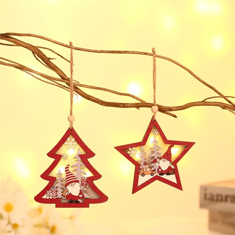 Ornament de Brad, Flippy, cu Lumini LED, din Lemn, Figurina Elf, Model Brad, Multicolor