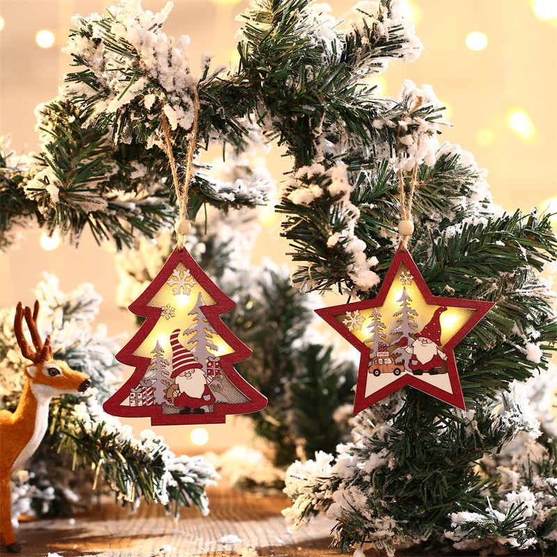 Ornament de Brad, Flippy, cu Lumini LED, din Lemn, Figurina Elf, Model Brad, Multicolor