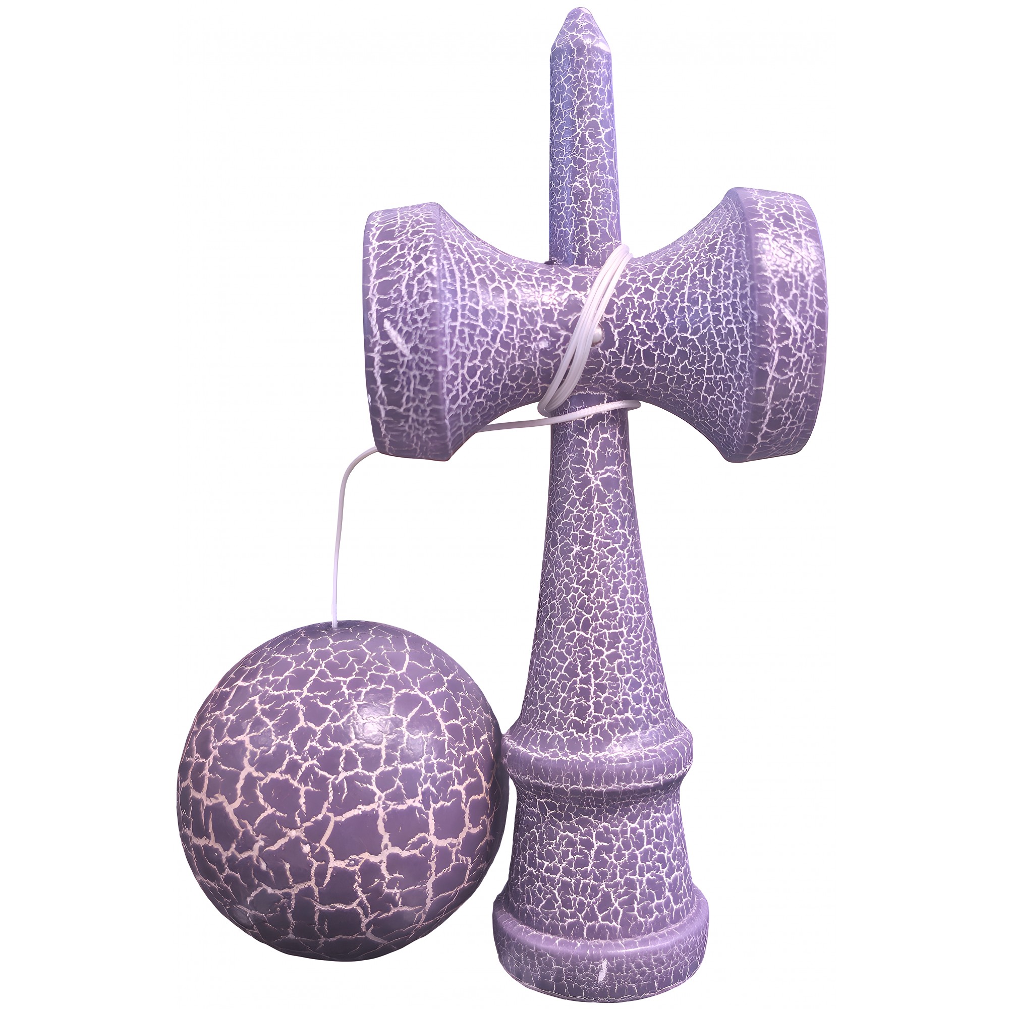 Kendama X Originala, Profesionala, Flippy, Kendama Cracked, din Lemn – 18 cm, Lila/Alb