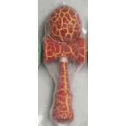 Kendama Crack, Flippy, din Lemn, 18 cm, +14 Ani, Diametru Bila 6 cm, Model Crapat, Rosu