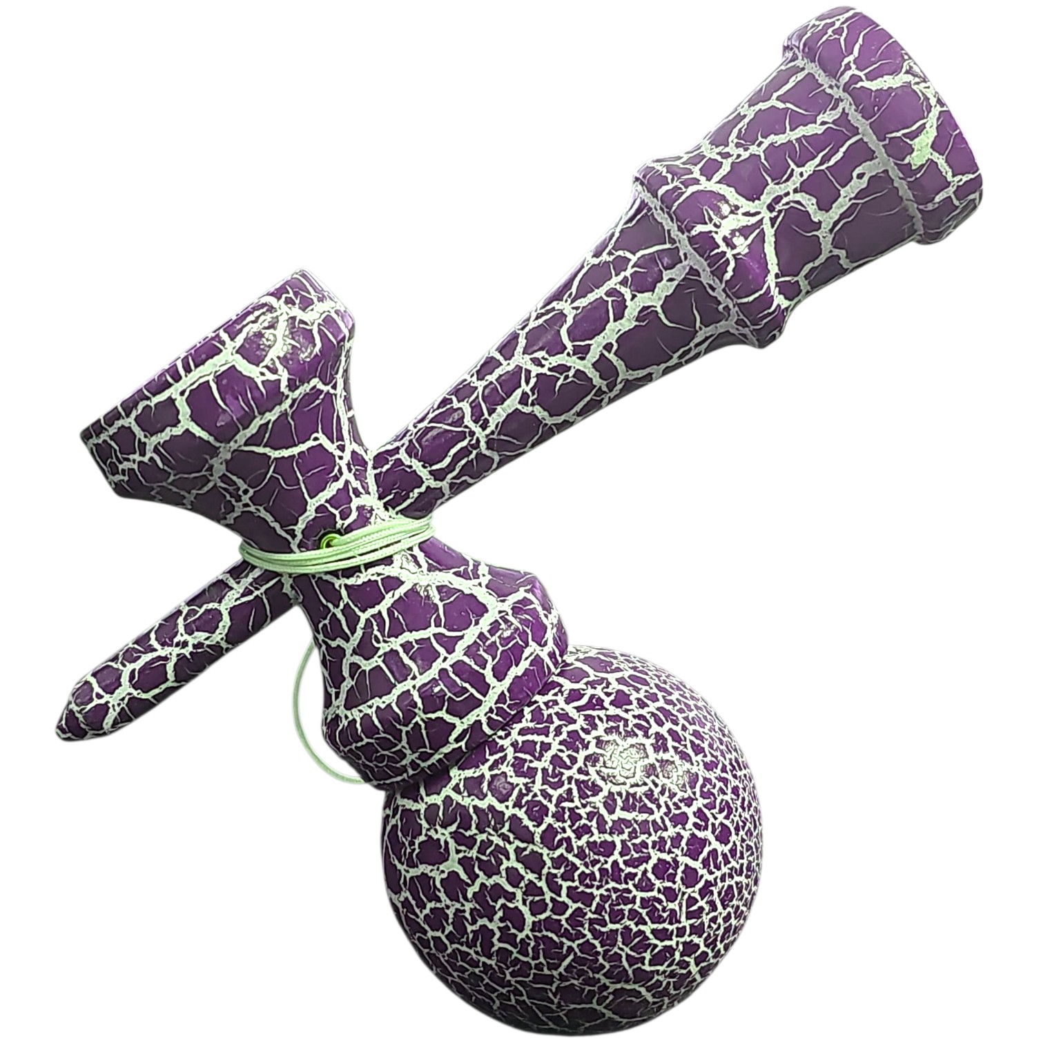 Kendama X Originala, Profesionala, Flippy, Cracked, din Lemn, 18 cm, Albastru/Alb