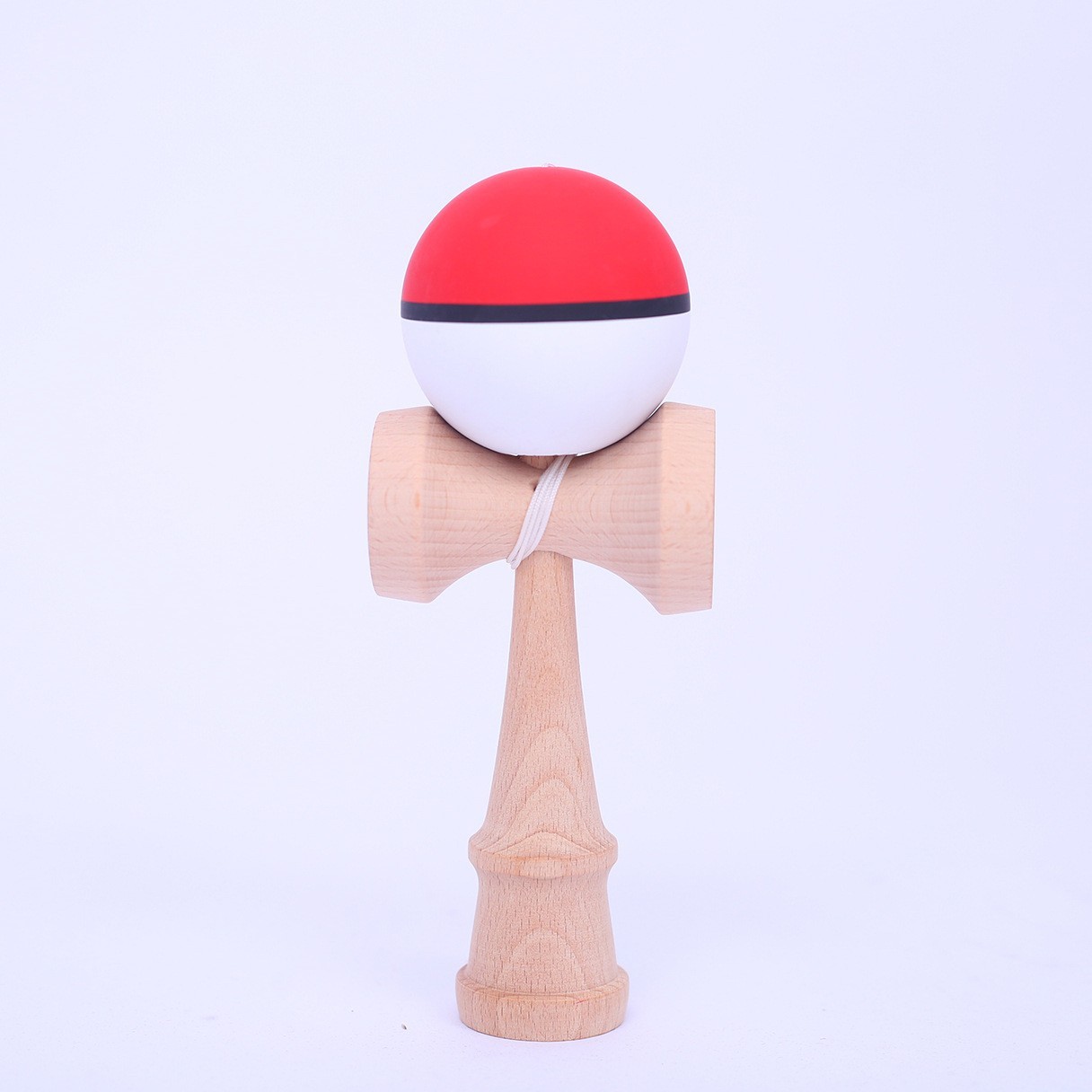 Jucarie Interactiva Kendama Profesionala, Flippy, din Lemn, 18 cm, Joc de Indemanare pentru Copii si Adulti, Model 8 Bicolor Rosu Alb