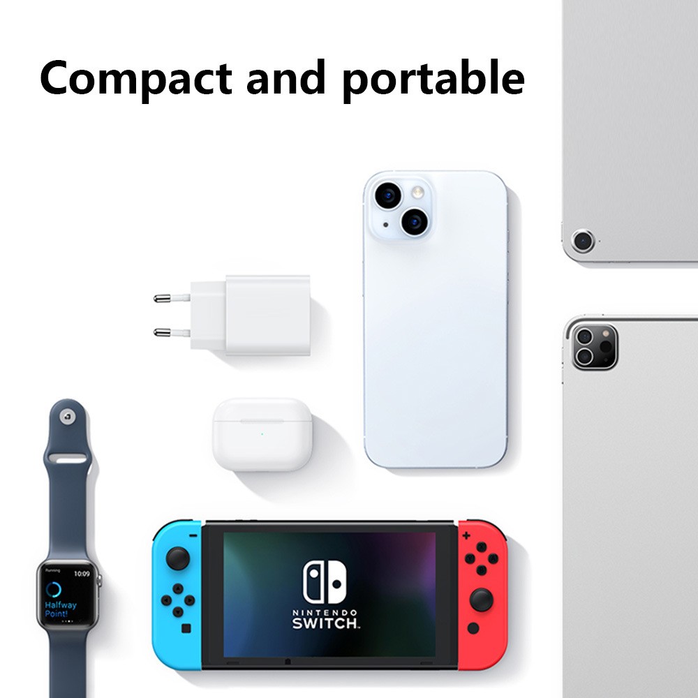 Incarcator Retea Fast Charge, Flippy, Incarcator Standard European Power Delivery 20 W, Compatibil cu iPhone 8-14, Alb