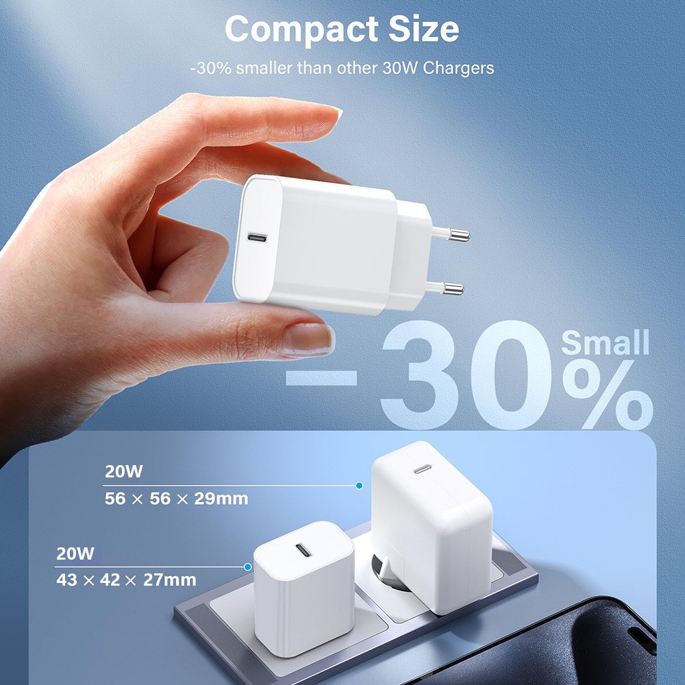 Incarcator Retea Fast Charge, Flippy, Incarcator Standard European Power Delivery 30 W, Compatibil cu iPhone 15 / 16, Alb