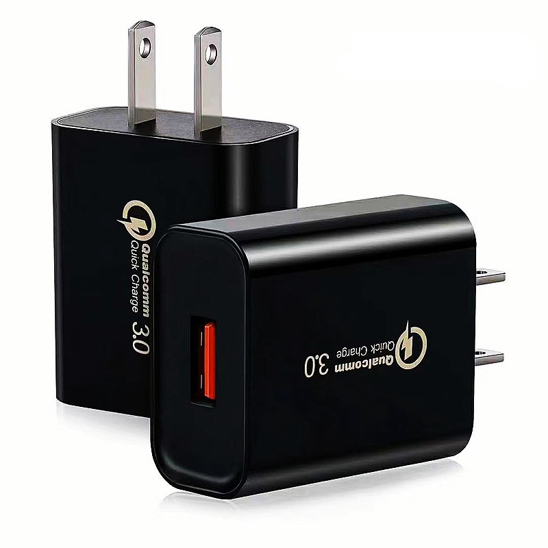 Incarcator Retea Fast Charge 5V3A, Flippy, Capat STANDARD EUROPEAN QC 3.0, 18W, Fara Cablu, Negru