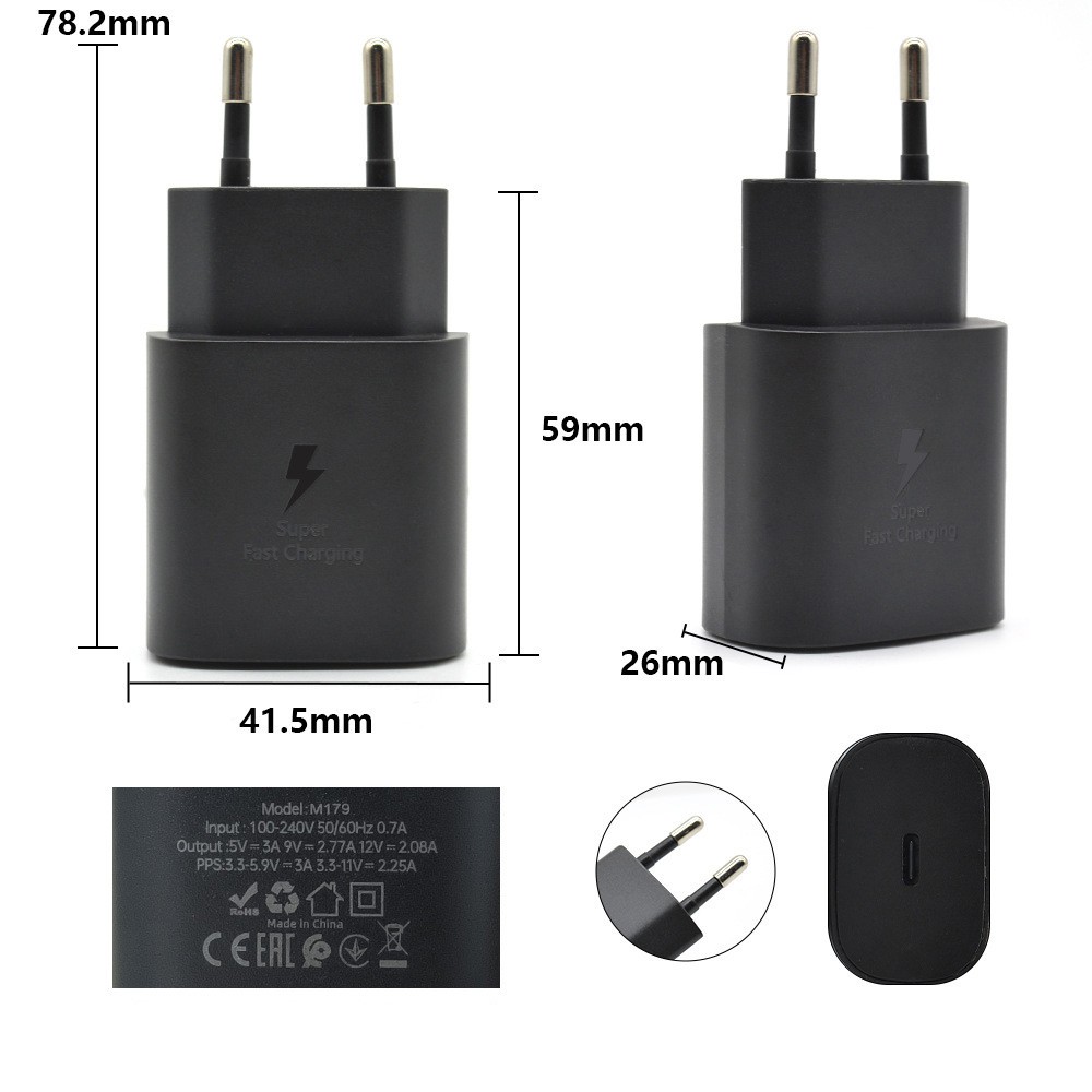 Incarcator Super Fast Charge, Flippy, Incarcator Retea Universal, Compatibil cu Port USB-C, Power Delivery 25W, Negru