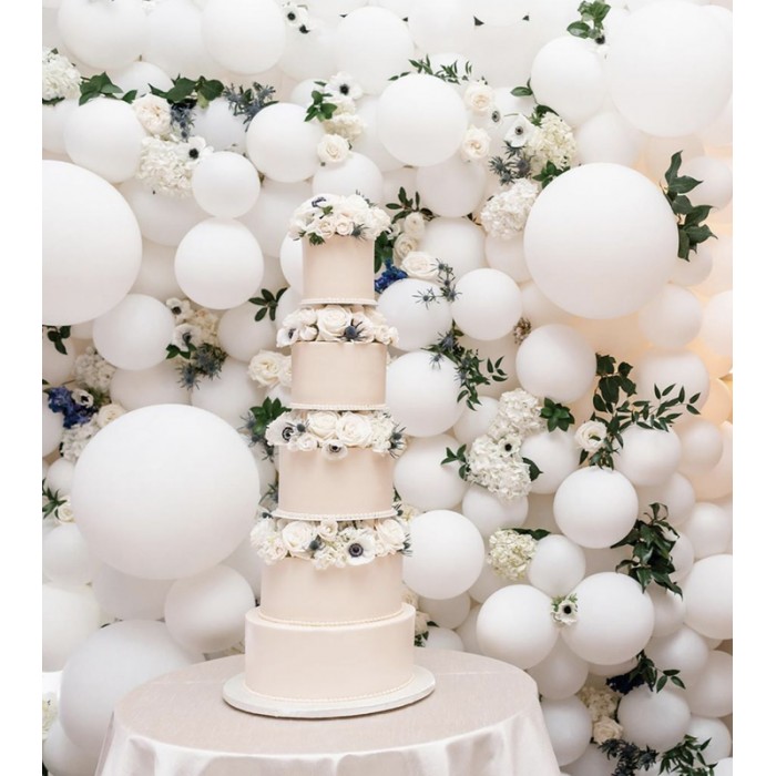 Set 12 Baloane, Flippy, din Latex Standard, 25 cm, Alb