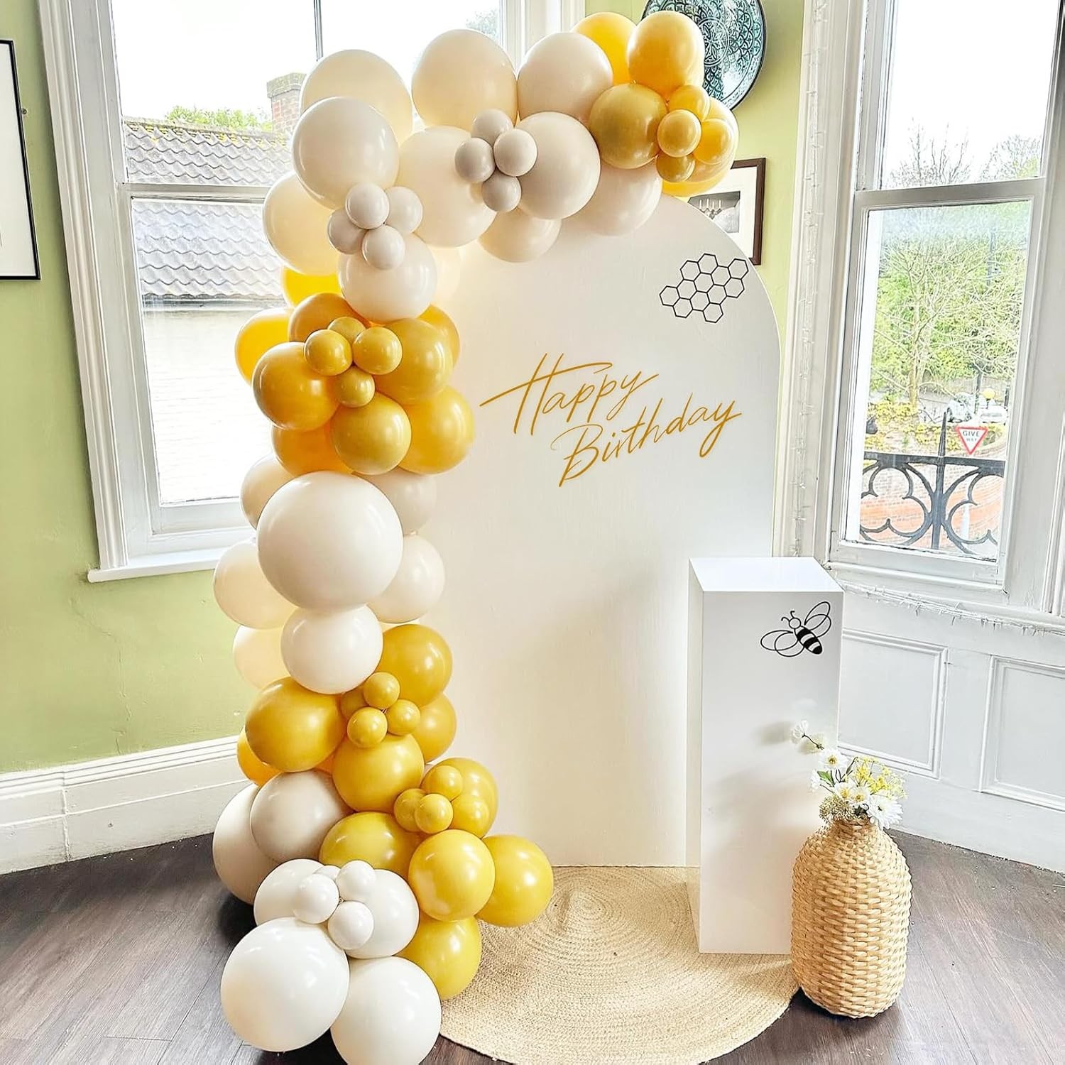 Set 12 Baloane, Flippy, din Latex Standard, 25 cm, Galben Mustar