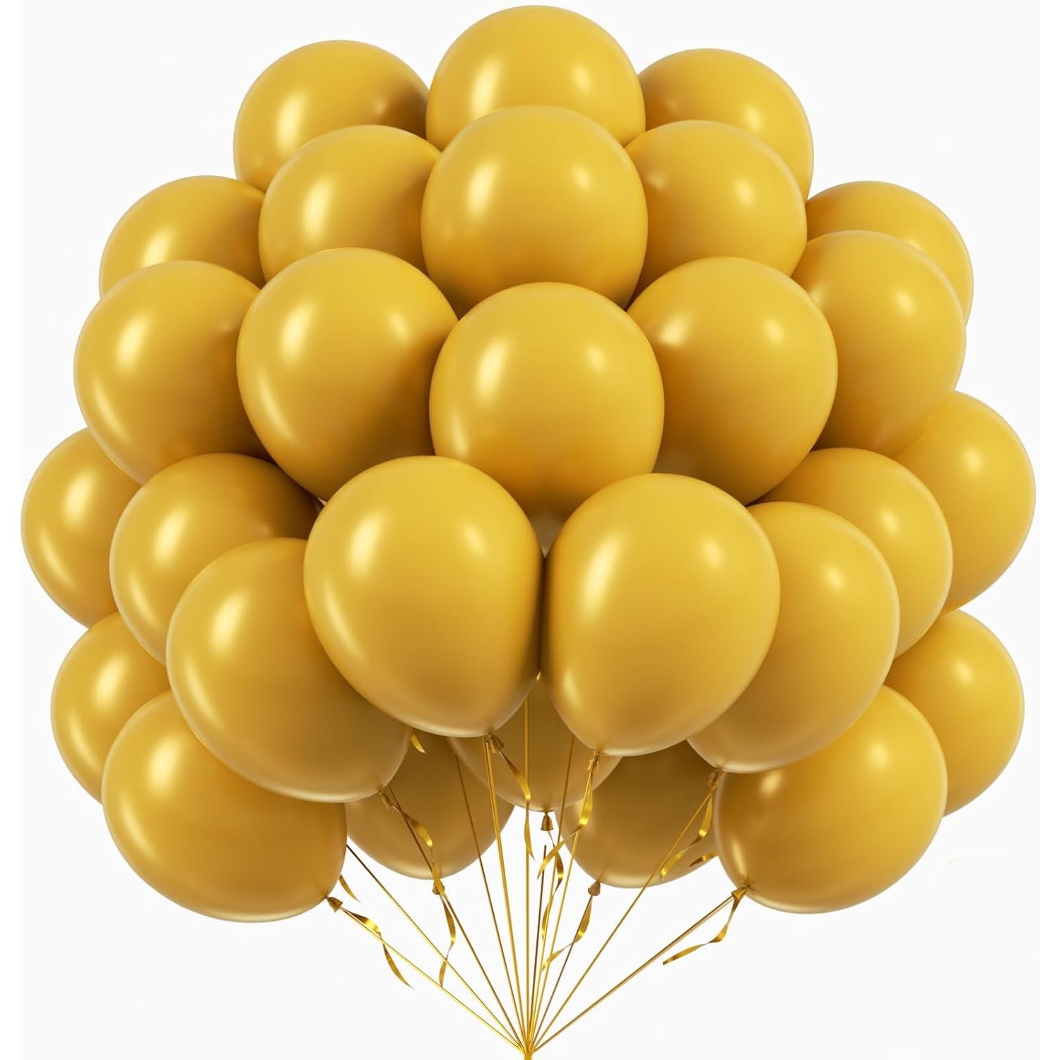 Set 12 Baloane, Flippy, din Latex Standard, 25 cm, Galben Mustar