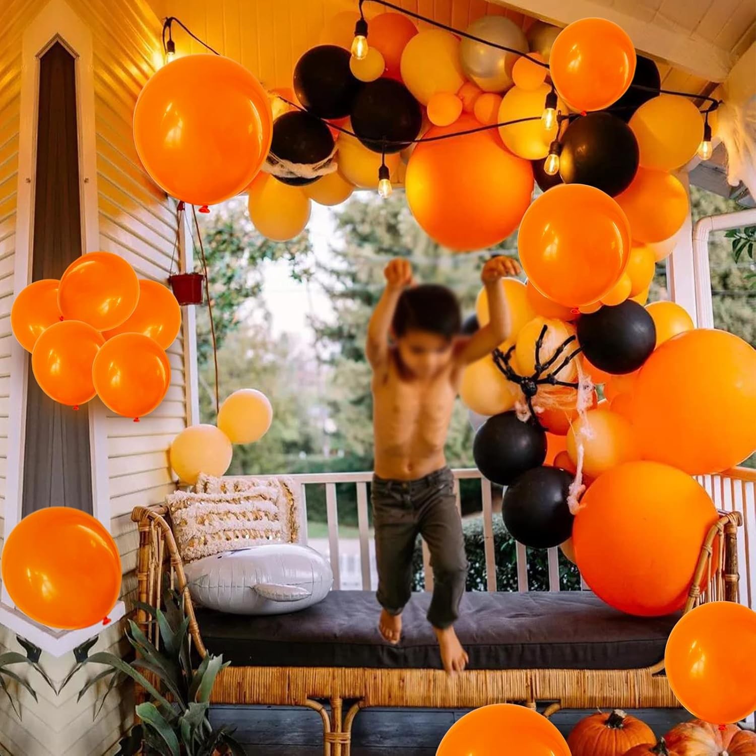 Set 12 Baloane, Flippy, din Latex Standard, 13 cm, Portocaliu