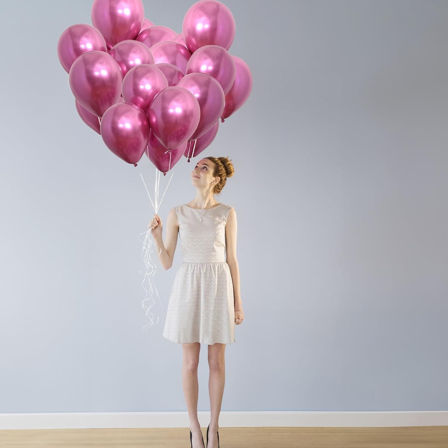 Set 12 Baloane, Flippy, din Latex Chrome, 30 cm, Fucsia