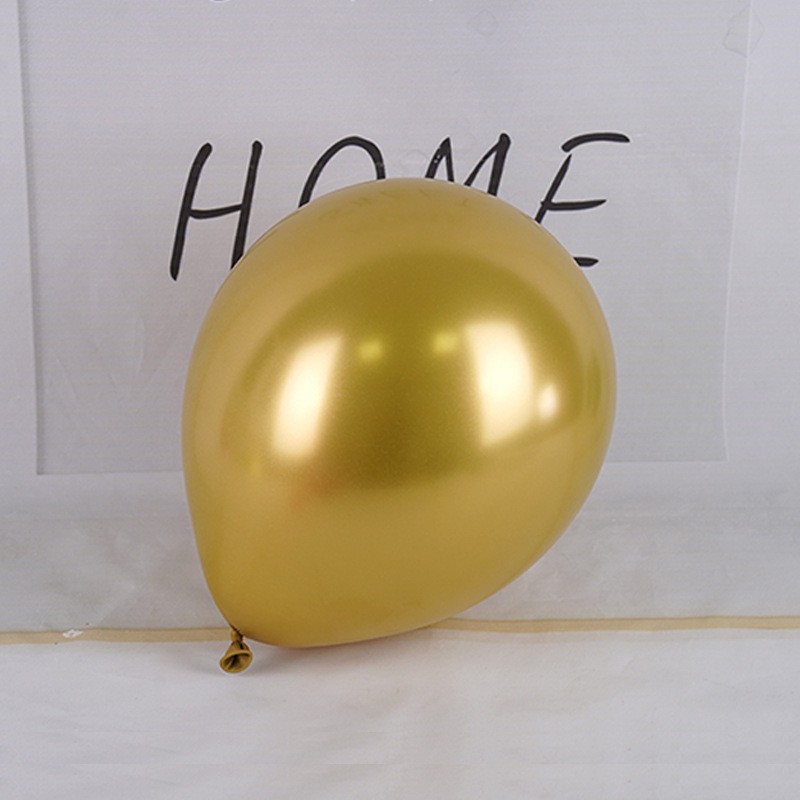 Set 12 Baloane, Flippy, din Latex Chrome, 25 cm, Auriu