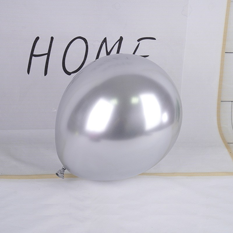 Set 12 Baloane, Flippy, din Latex Chrome, 25 cm, Argintiu