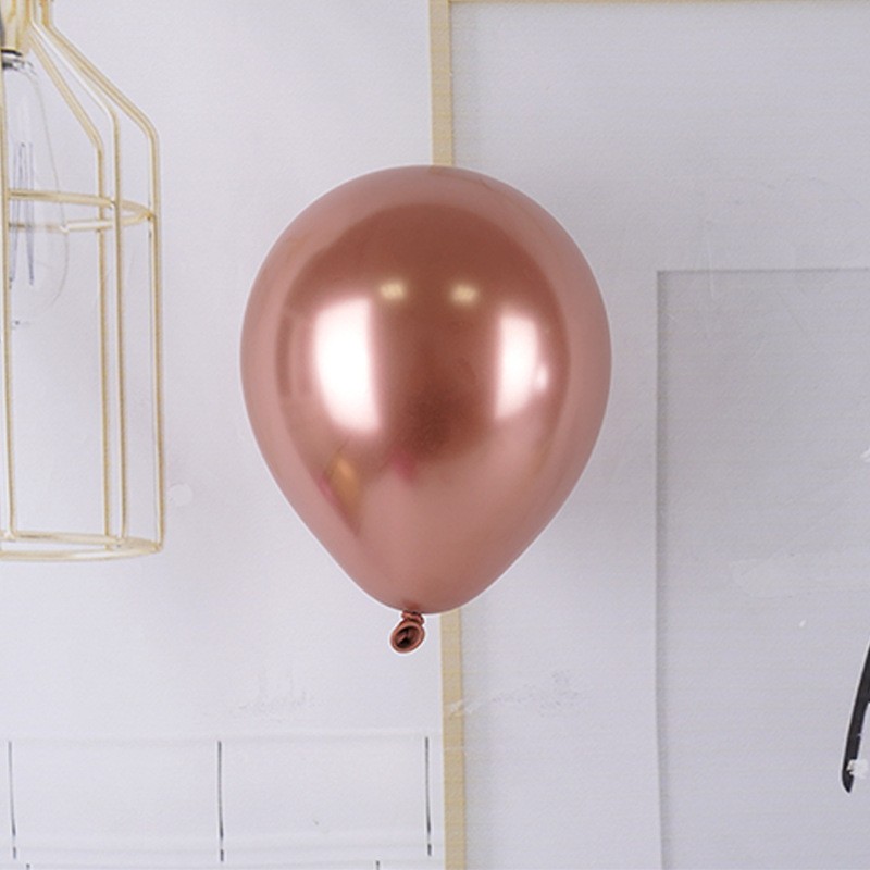 Set 12 Baloane, Flippy, din Latex Chrome, 25 cm, Roz-Auriu