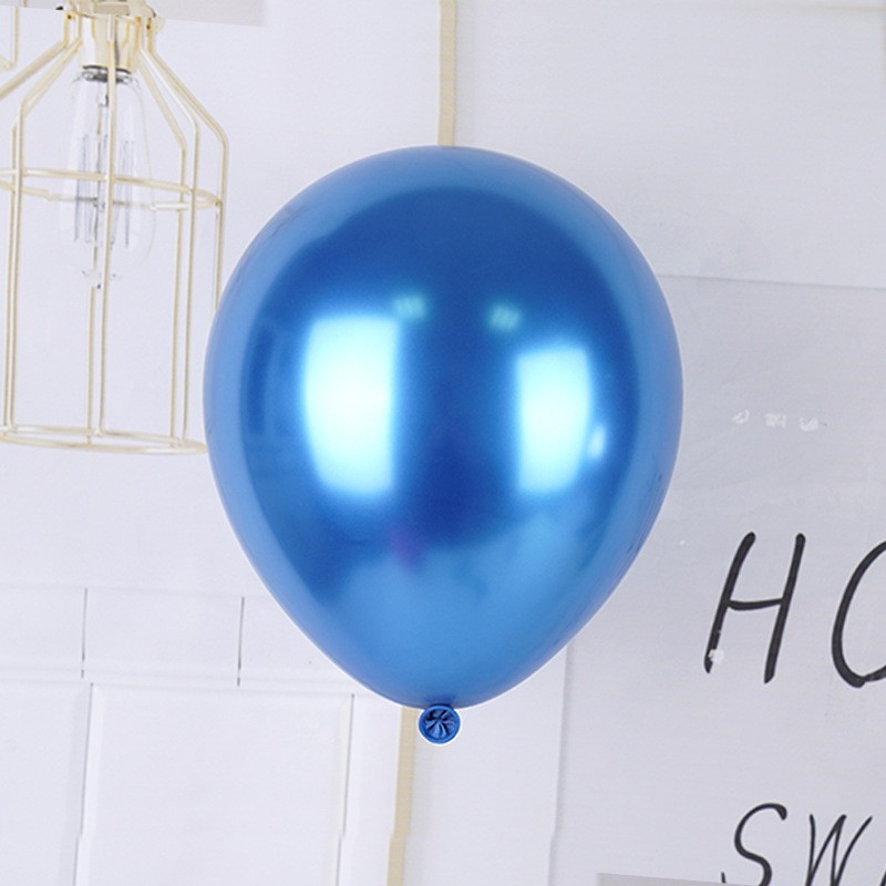 Set 12 Baloane, Flippy, din Latex Chrome, 25 cm, Albastru Inchis