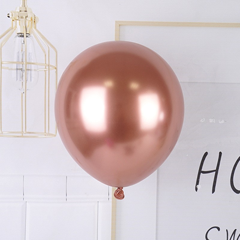 Set 12 Baloane, Flippy, din Latex Chrome, 13 cm, Roz-Auriu