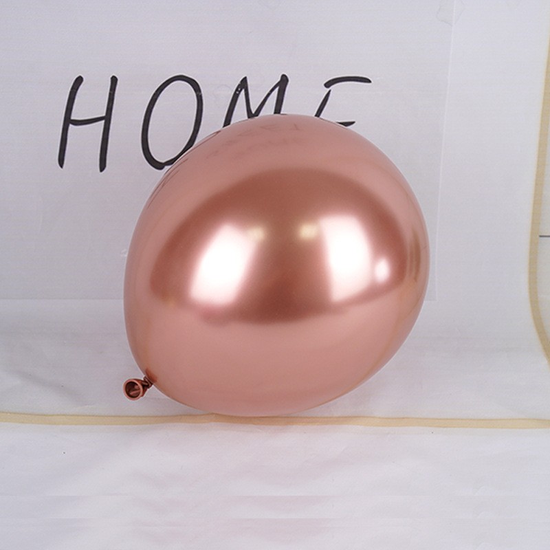 Set 12 Baloane, Flippy, din Latex Chrome, 13 cm, Roz-Auriu