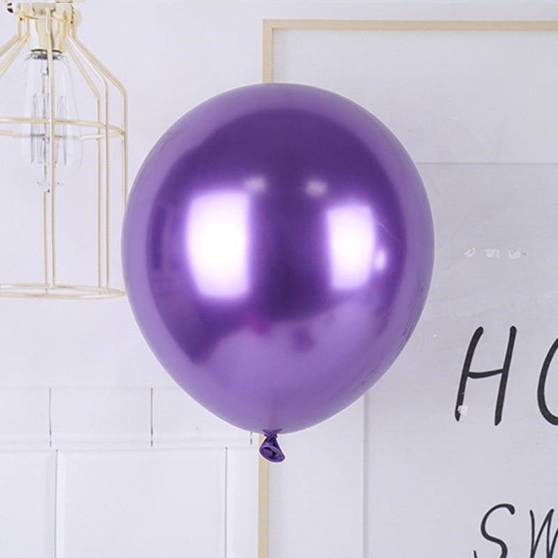 Set 12 Baloane, Flippy, din Latex Chrome, 13 cm, Mov