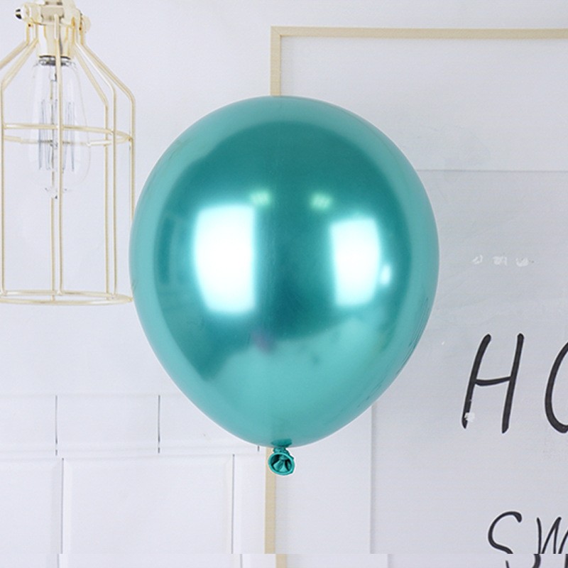 Set 12 Baloane, Flippy, din Latex Chrome, 13 cm, Turcoaz