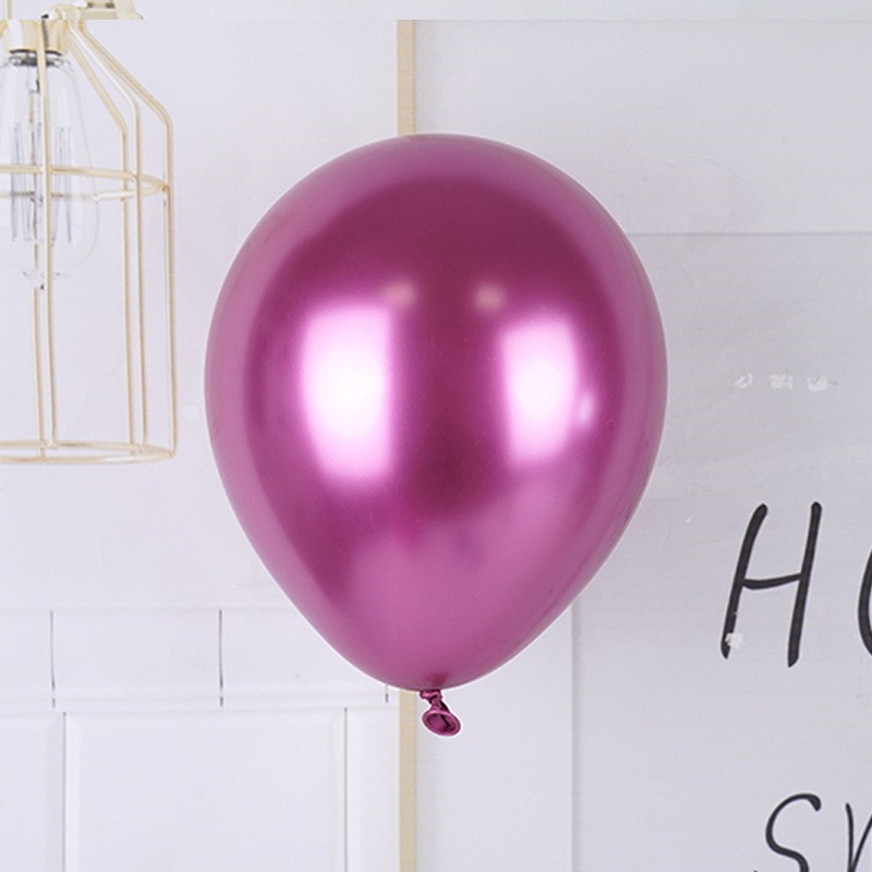 Set 12 Baloane, Flippy, din Latex Chrome, 13 cm, Fucsia