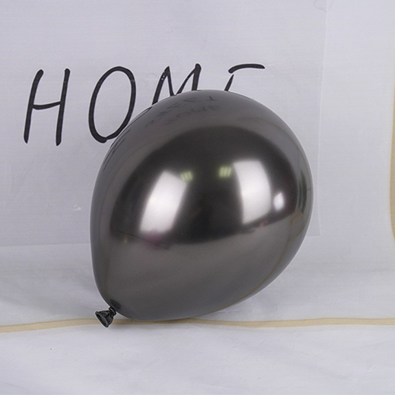 Set 12 Baloane, Flippy, din Latex Chrome, 13 cm, Negru