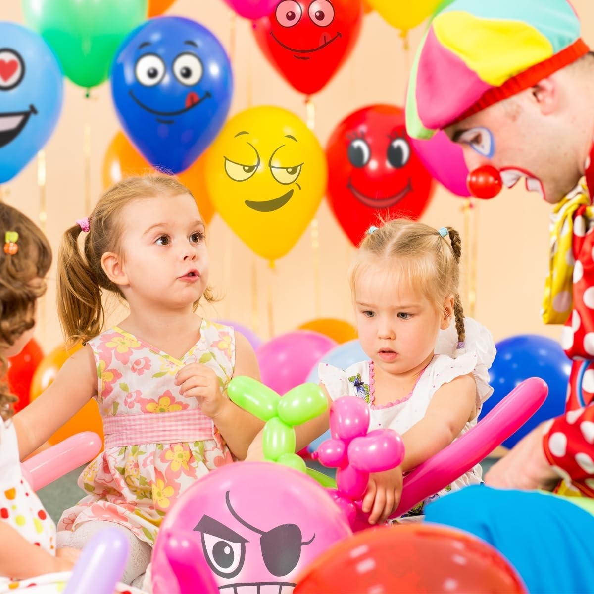 Set 10 Baloane, Flippy, Model Emoji, din Latex, 25 cm, Multicolor