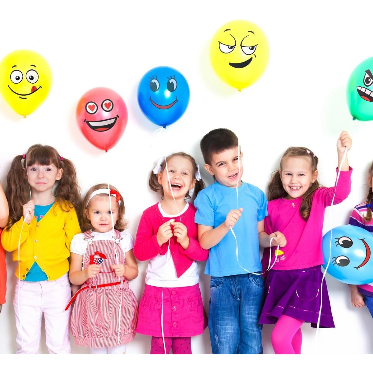 Set 10 Baloane, Flippy, Model Emoji, din Latex, 25 cm, Multicolor