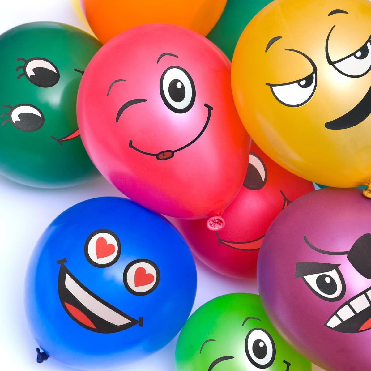 Set 10 Baloane, Flippy, Model Emoji, din Latex, 25 cm, Multicolor