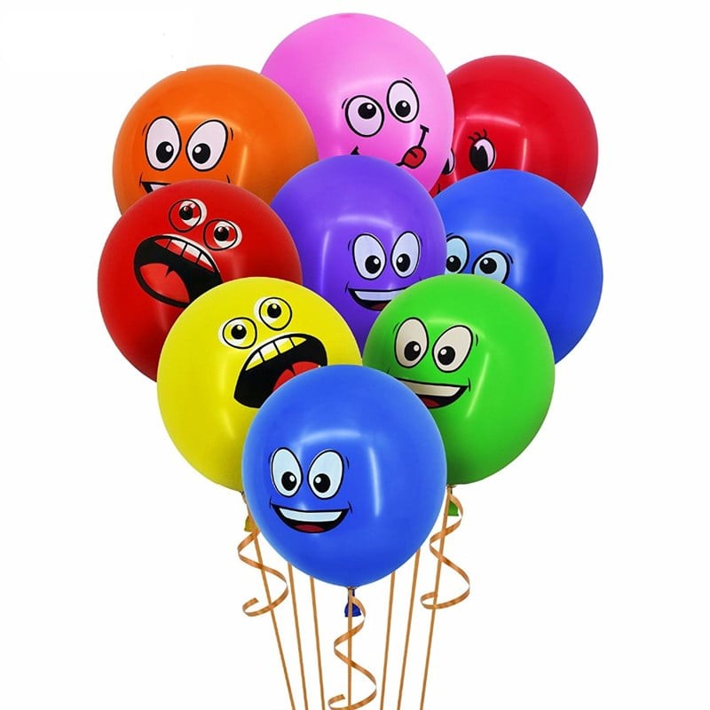 Set 10 Baloane, Flippy, Model Emoji, din Latex, 25 cm, Multicolor