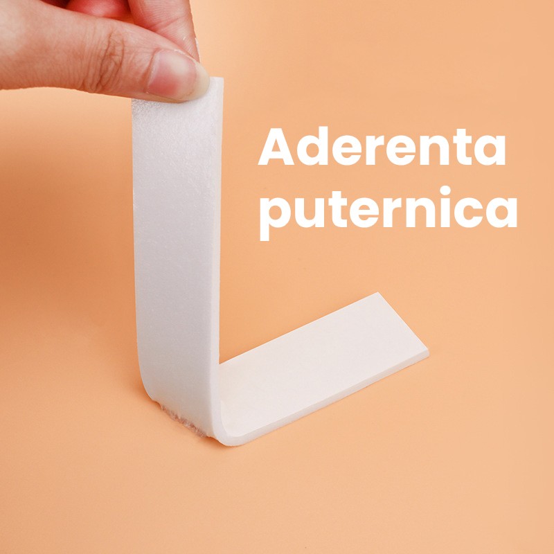 Banda Dubla Adeziva, Flippy, Banda Adeziva cu Burete, pentru Cadouri si Ambalaje, 2 m, Latime 0.8 cm, Alb