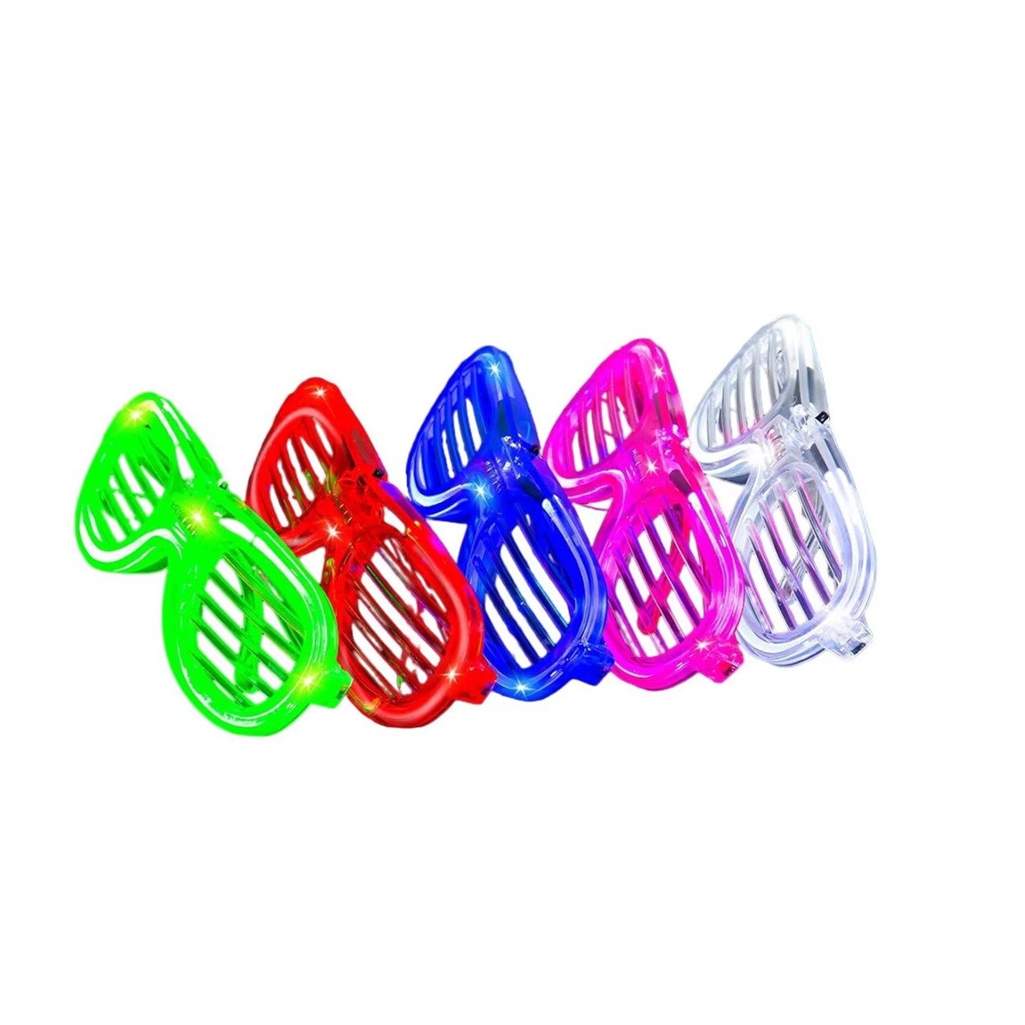 Ochelari de Petrecere cu LED, Flippy, Model Grilaj, din Plastic, 3 Moduri de Iluminat, Marime Universala, Multicolor