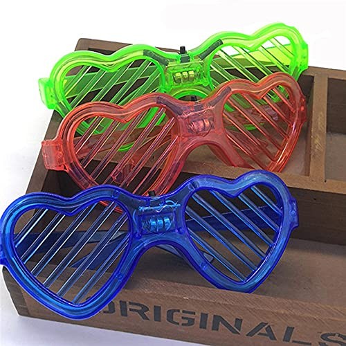 Ochelari de Petrecere cu LED, Flippy, Model Inima, din Plastic, 3 Moduri de Iluminat, Marime Universala, Multicolor