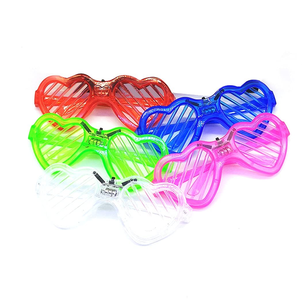 Ochelari de Petrecere cu LED, Flippy, Model Inima, din Plastic, 3 Moduri de Iluminat, Marime Universala, Multicolor