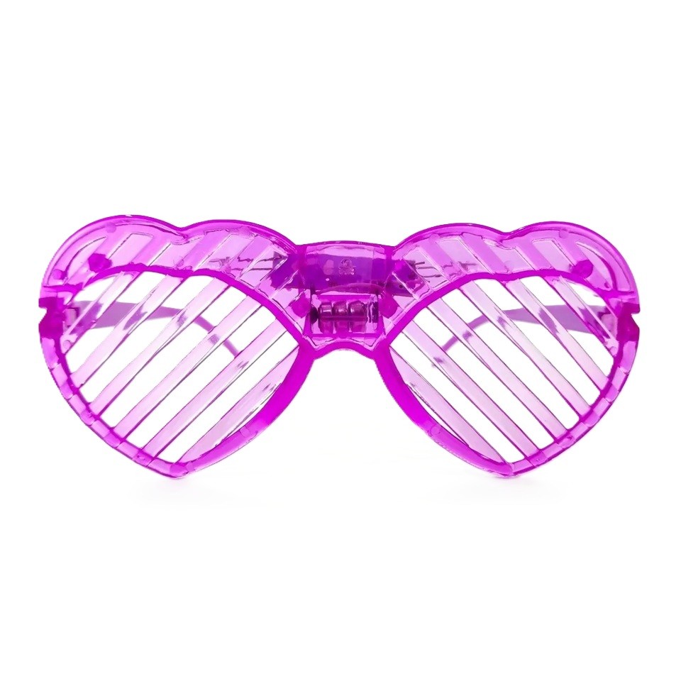Ochelari de Petrecere cu LED, Flippy, Model Inima, din Plastic, 3 Moduri de Iluminat, Marime Universala, Multicolor