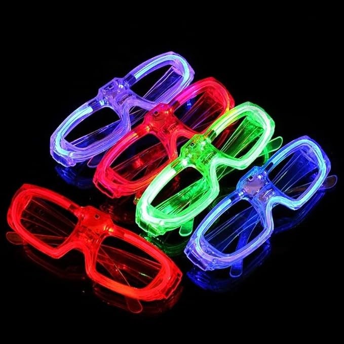 Ochelari de Petrecere cu LED, Flippy, Model Neon, din Plastic, 3 Moduri de Iluminat, Marime Universala, Multicolor