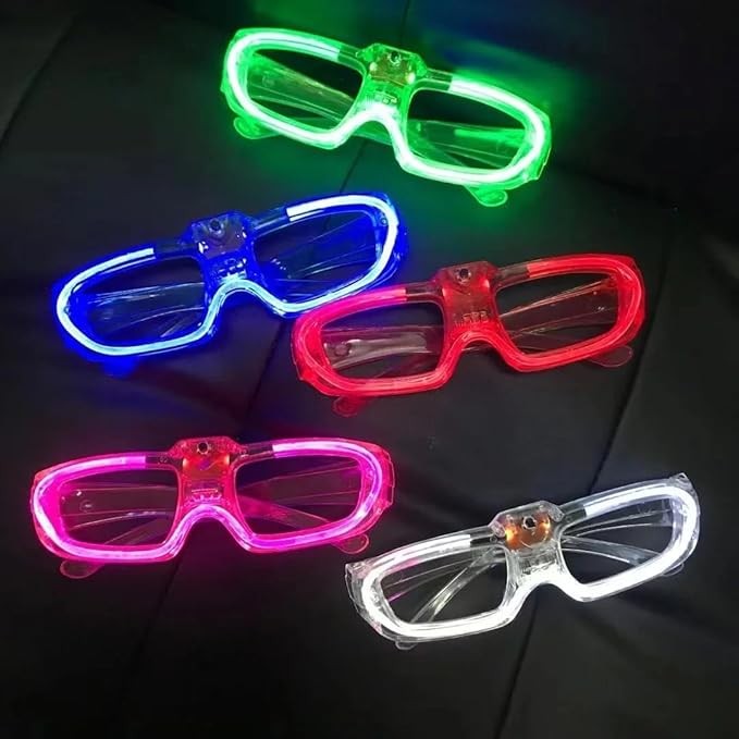 Ochelari de Petrecere cu LED, Flippy, Model Neon, din Plastic, 3 Moduri de Iluminat, Marime Universala, Multicolor