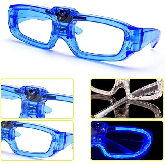 Ochelari de Petrecere cu LED, Flippy, Model Neon, din Plastic, 3 Moduri de Iluminat, Marime Universala, Multicolor