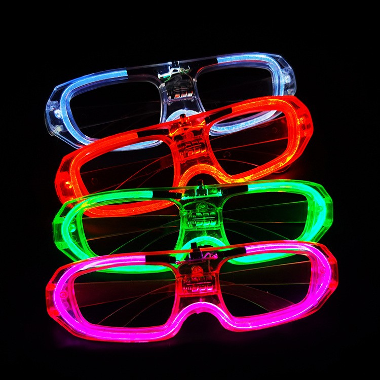 Ochelari de Petrecere cu LED, Flippy, Model Neon, din Plastic, 3 Moduri de Iluminat, Marime Universala, Multicolor