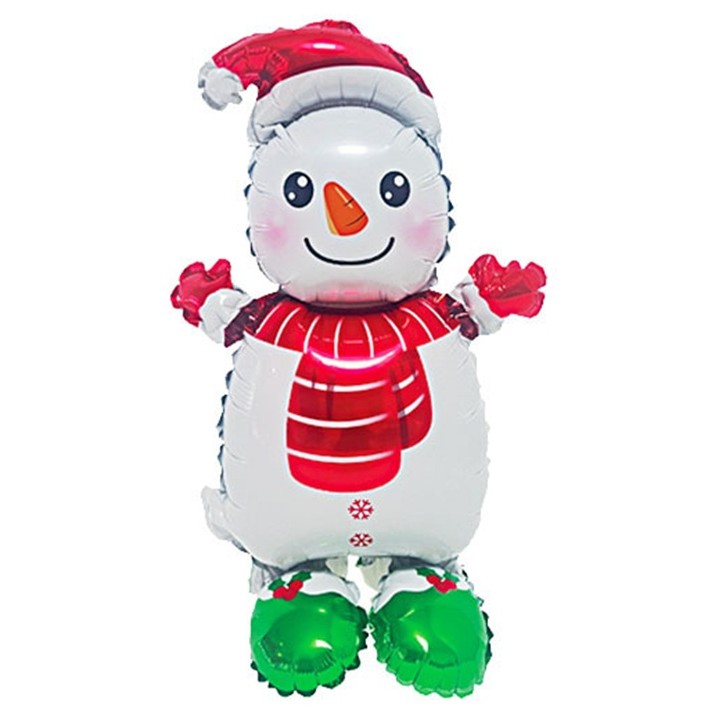 Balon Om de Zapada, Flippy, din Folie de Aluminiu, Tema Craciun, 31.5 x 60.5 cm, Alb/Verde/Rosu