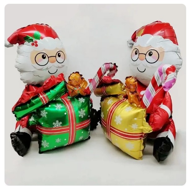 Balon Mos Craciun cu Cadou, Flippy, din Folie de Aluminiu, 102x83cm, Multicolor