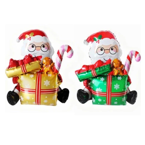 Balon Mos Craciun cu Cadou, Flippy, din Folie de Aluminiu, 102x83cm, Multicolor